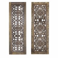 Benzara Hand Carved Wooden Wall Panels Wall Decor
