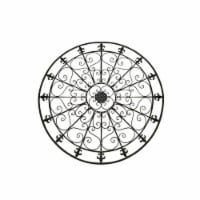 Benzara Metal Medallion Round Wall Decor with Swirls - Black