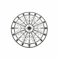 Benzara Metal Medallion Round Wall Decor with Swirls - Black