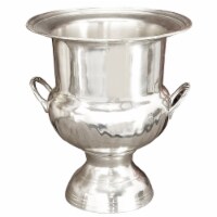 Benzara Brass Wine Bucket With Two Side Handles In Traditional Style - Silver