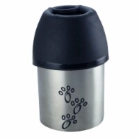 Plastic Fin Cap Pet Travel Water Bottle in Stainless Steel, Small, Silver and Black- Saltoro