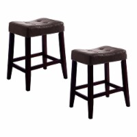 Benjara 19.5  Contemporary Wood Saddle Chair Script in Brown (Set of 2)