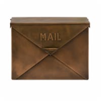 Benzara Spacious Envelope Shaped Wall Mount Iron Mail Box - Copper