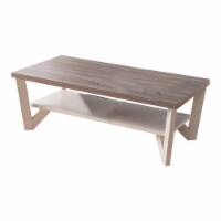 Benjara 47.25  Modern Wood Center Display Coffee Table in Brown and White