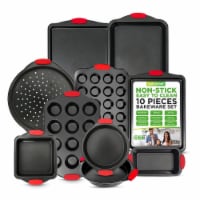 NutriChef Kitchen Deluxe Oven Non Stick Gray Carbon Steel 10 Piece Bakeware Set
