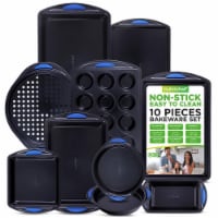 NutriChef Kitchen Oven Non Stick Blue Diamond Carbon Steel 10 Piece Bakeware Set