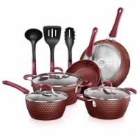 NutriChef 11 Pc Nonstick Diamond Pattern Kitchen Cookware Pot & Pan Set, Purple