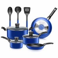 SereneLife 11 Piece Pots and Pans Non Stick Chef Kitchenware Cookware Set, Blue