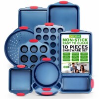 Nutrichef Kitchen Oven Baking Pans 10 Pc - Blue / Red Perspective: Main