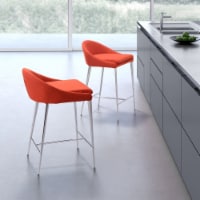 Zuo Reykjavik 24.4 Counter Stool in Tangerine (Set of 2)