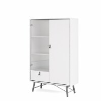 1 Drawer China Cabinet with 1 Door 1 Glass Door in White - Tvilum