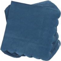 Scalloped Party Cocktail Napkins (5 x 5 In, Dark Blue, 100-Pack)
