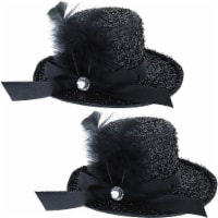 Juvale Mini Feather Top Hat with Hair Clips (2 Pack), Black
