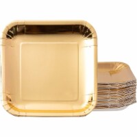 48 Pcs Gold Paper Plates, Disposable 9  Square Plates for Cake, Party Supplies