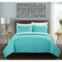 Gideon 3 or 2 Piece Quilt Cover Set Rose Star Geometric Quilted Bedding aqua twin