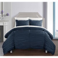 Kiela 2 Pc or 3 Pc Ruched Comforter Set navy twin