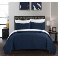 Gideon 3 or 2 Piece Quilt Cover Set Rose Star Geometric Quilted Bedding navy king