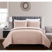 Gideon 3 or 2 Piece Quilt Cover Set Rose Star Geometric Quilted Bedding coral queen