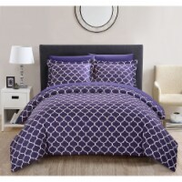 Emmett 3 or 2 Piece Reversible Duvet Cover Set Geometric Diamond Fretwork Pattern Print