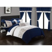 Sonita 20-Piece Bedding Set With Comforter, Sheets & Curtains, Mult. Colors Navy Queen