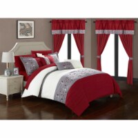 Sonita 20-Piece Bedding Set With Comforter, Sheets & Curtains, Mult. Colors Red Queen