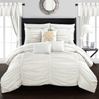 Gruyeres 20 Piece Comforter Set Ruffled Ruched Designer Bedding White King