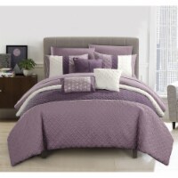 Chic Home Shaila 10 or 8 Piece Comforter Set Color Block Quilted Embroidered Design Bed in a