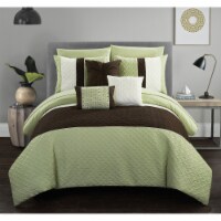 Chic Home Shaila 10 or 8 Piece Comforter Set Color Block Quilted Embroidered Design Bed in a