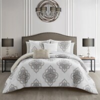 Paacey 5 or 9 Piece Cotton Jacquard Comforter Set Medallion Embroidered Bedding beige queen
