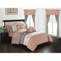 Jurgen 20-Piece Floral Embroidered Bed in a Bag Bedding and Comforter Set Coral king