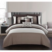 Rashi 10 or 8 Piece Color Block Bed In a Bag Bedding and Comforter Set beige twin