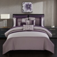 Rashi 10 or 8 Piece Color Block Bed In a Bag Bedding and Comforter Set plum twin