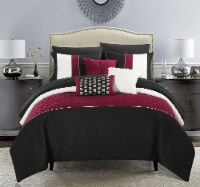 Chic Home Shaila 10 or 8 Piece Comforter Set Color Block Quilted Embroidered Design Bed in a