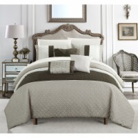 Chic Home Shaila 10 or 8 Piece Comforter Set Color Block Quilted Embroidered Design Bed in a