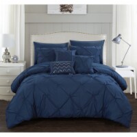 Alvatore Pinch Pleated Bed in a Bag Comforter Set navy king