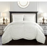 Kiela 2 Pc or 3 Pc Ruched Comforter Set white queen