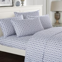 Gazella Sheet Set Super Soft Two-Tone Diamond Print Geometric Pattern Deep Pocket Design Navy