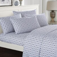 Gazella Sheet Set Super Soft Two-Tone Diamond Print Geometric Pattern Deep Pocket Design Navy