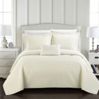 Shaliya 8 or 6 Piece Quilt Cover Set Interlaced Vine Pattern Quilted Bed in a Bag beige queen