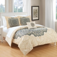 Mindy 8 or 6 Piece Reversible Duvet Cover Set Large Scale Boho Inspired Medallion Paisley
