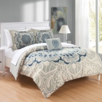 Mindy 8 or 6 Piece Reversible Duvet Cover Set Large Scale Boho Inspired Medallion Paisley