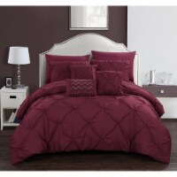 Alvatore Pinch Pleated Bed in a Bag Comforter Set burgundy twin