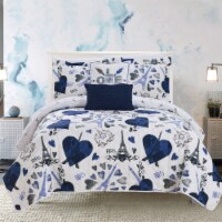 Alphonse 5 or 4 Piece Reversible Quilt Set  Paris Is Love  Inspired Printed Design Coverlet