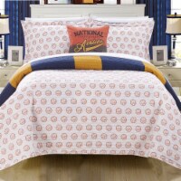 Sport 4 or 3 Piece Reversible Quilt Set Youth Design Coverlet Bedding Navy Full
