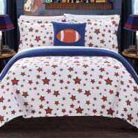 Sport 4 or 3 Piece Reversible Quilt Set Youth Design Coverlet Bedding Blue Full