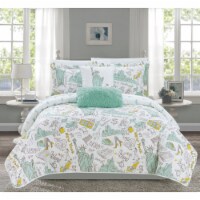 Bay Park 5 or 4 Piece Reversible Quilt Set Bay Park City Inspired Printed Design Coverlet