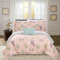 Owl Farm 4 Piece Reversible Quilt Set Cute It's A Hoot Owl Friends Youth Design Bed in a Bag