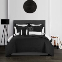 Hortense 8 or 6 Piece Comforter And Quilt Set Hotel Collection Black Queen - 8 Piece