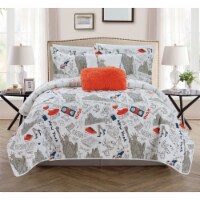 Bay Park 5 or 4 Piece Reversible Quilt Set Bay Park City Inspired Printed Design Coverlet