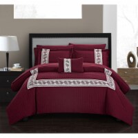 Keegan 8 or 6 Piece Comforter Set Hotel Collection Hexagon Embossed Paisley Print Border
